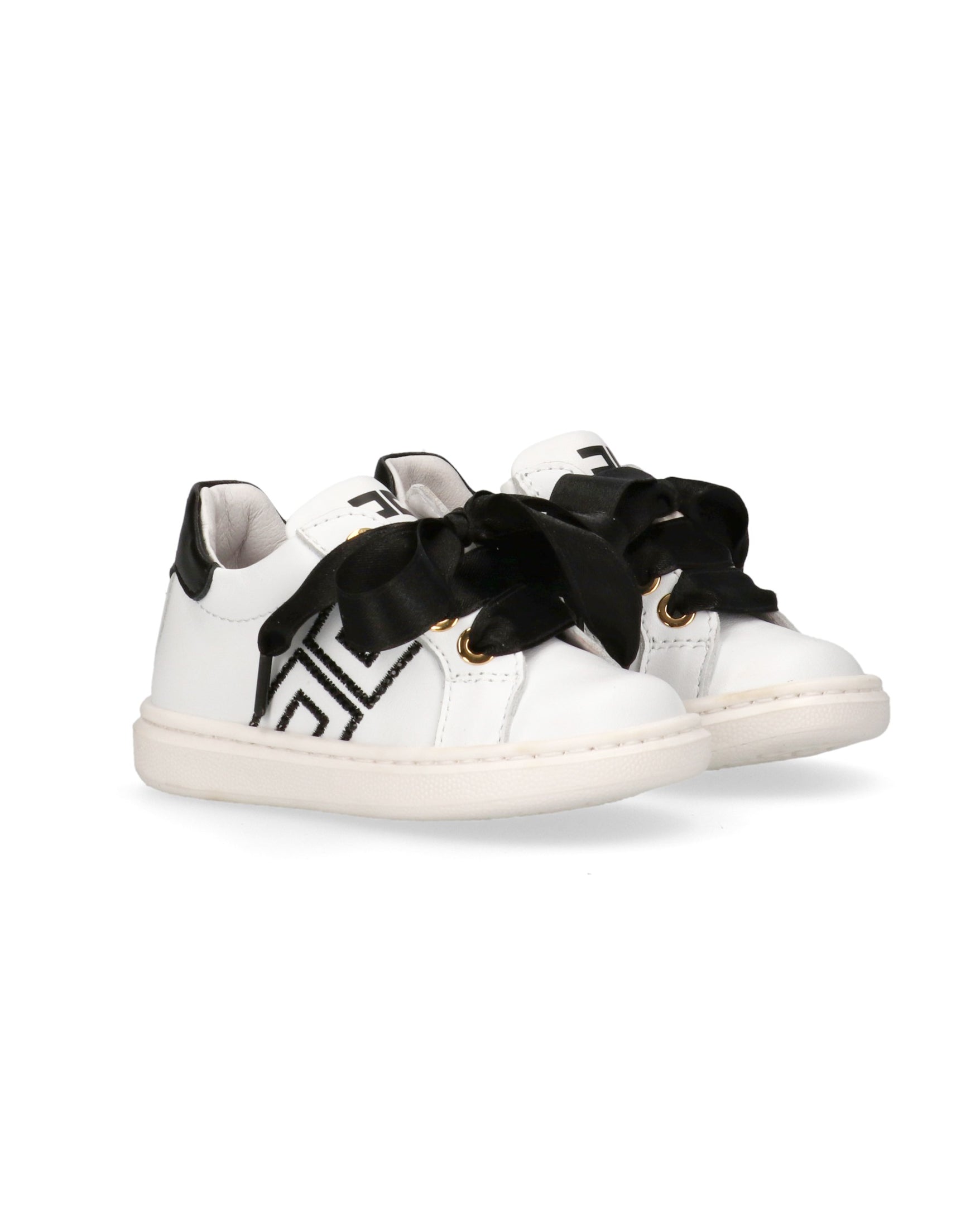 Elisabetta Franchi La Mia Bambina Sneakers Avorio/Nero con Strass per Neonate