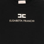 Elisabetta Franchi La Mia Bambina T-shirt Nera con Logo Effetto Oro per Neonate