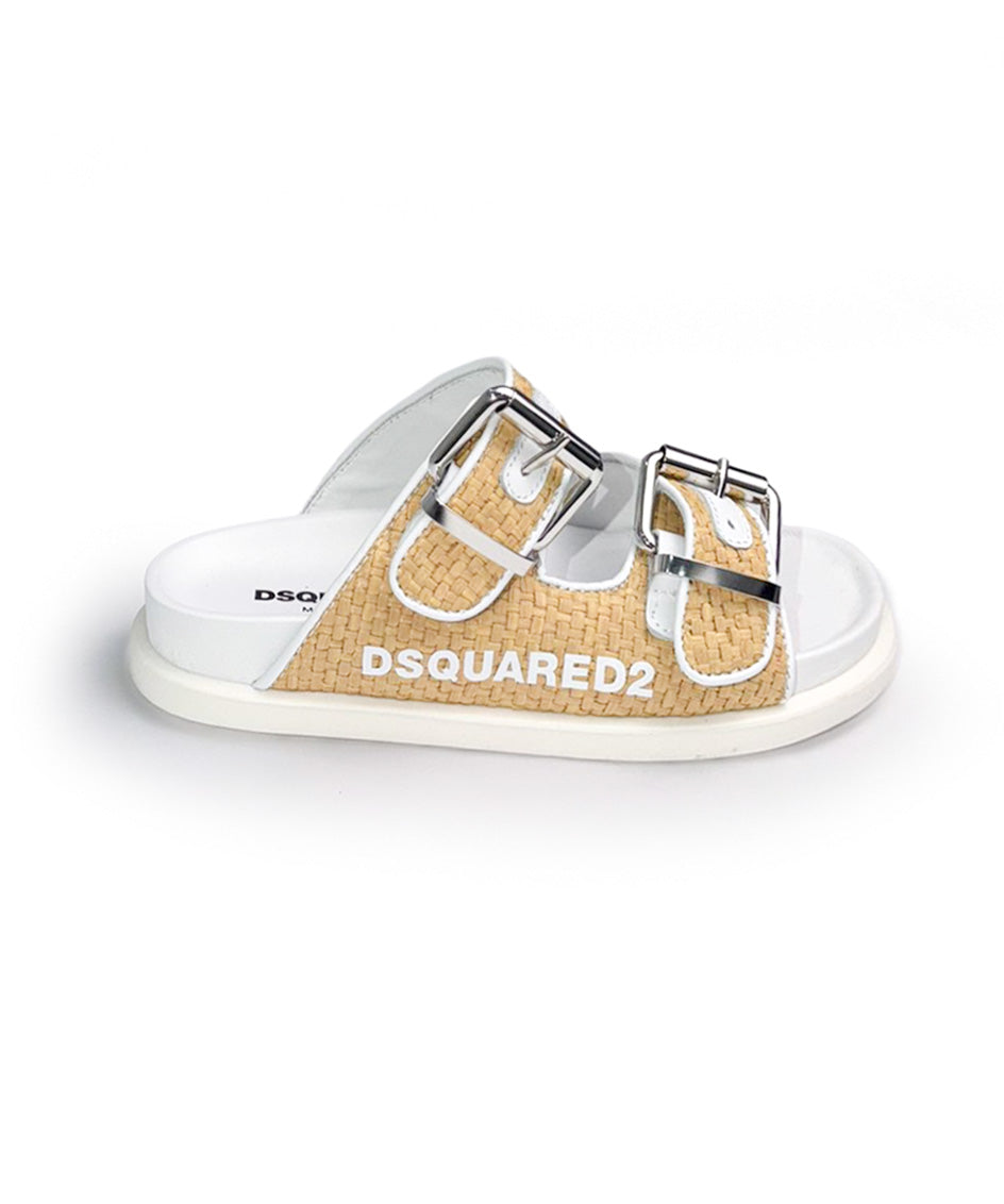 Dsquared2 Kids Sandalo Cammello con Logo per Bambini