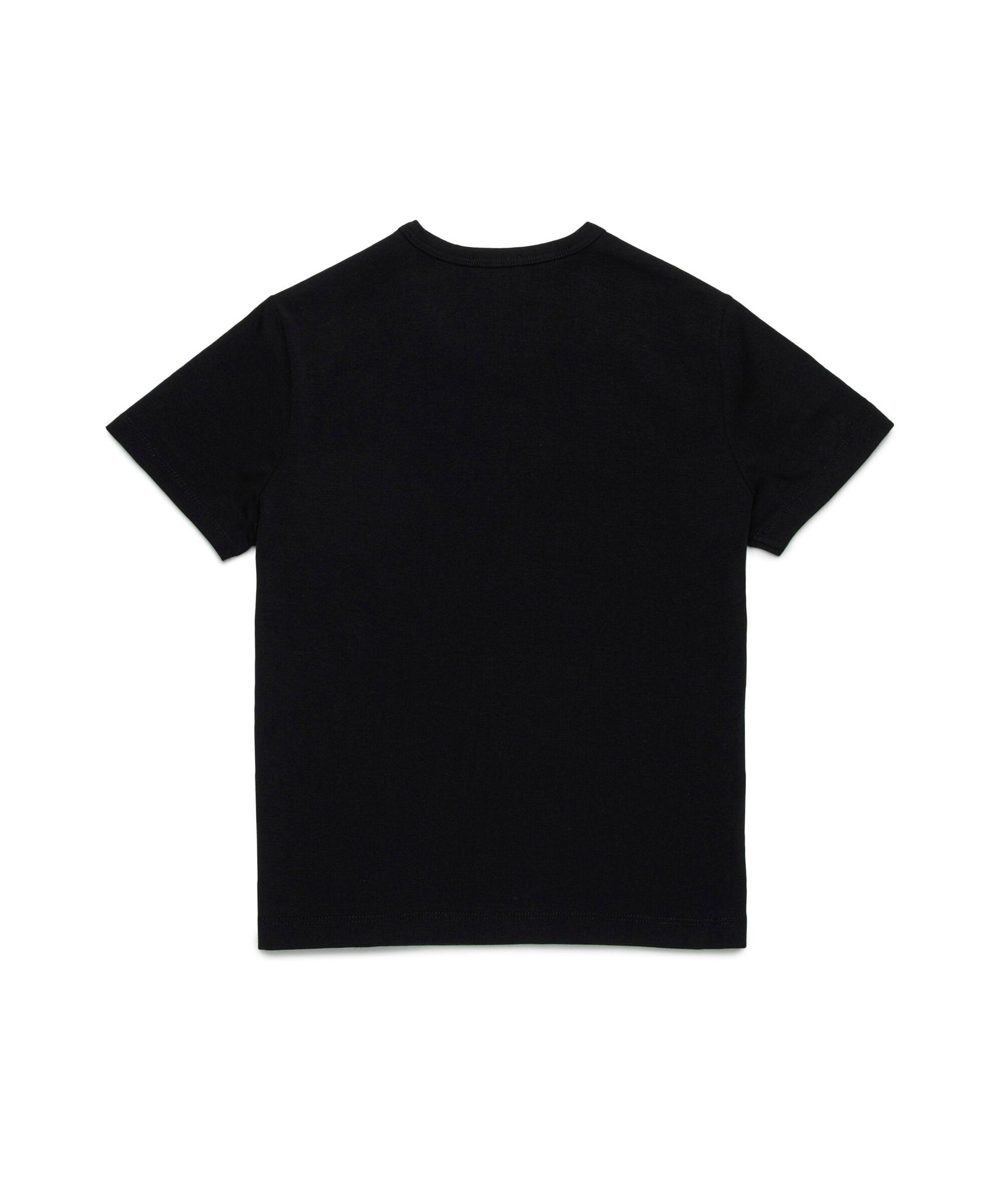 Diesel Kids T-shirt Nera con Ricamo Oval D per Bambine (retro)