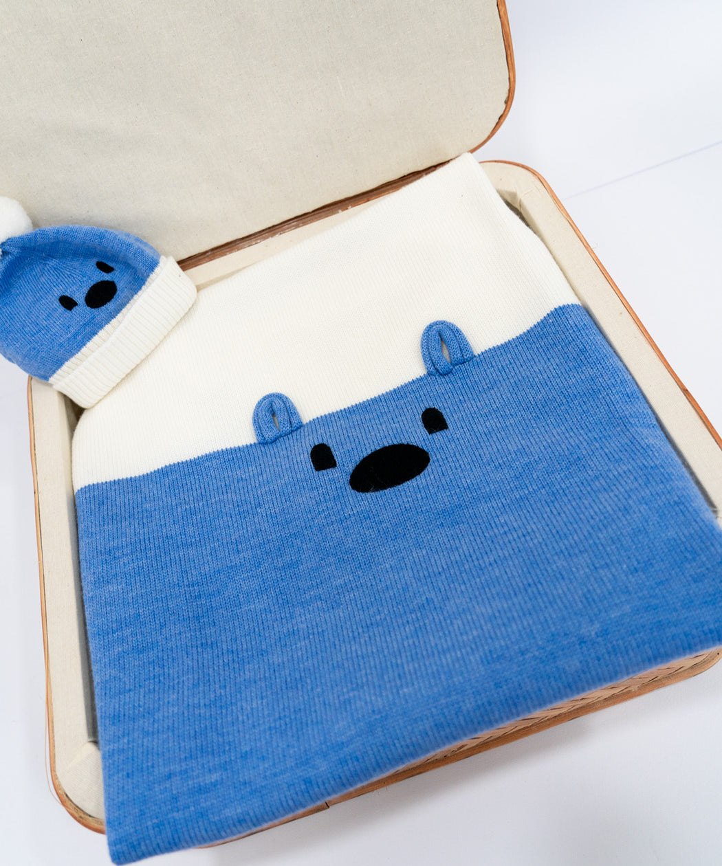 Le Coconne Coperta Bianca/Azzurra per Neonati