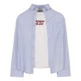 MSGM Kids Camicia a Righe con T-shirt con Logo per Bambine
