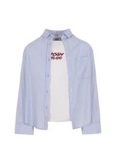MSGM Kids Camicia a Righe con T-shirt con Logo per Bambine