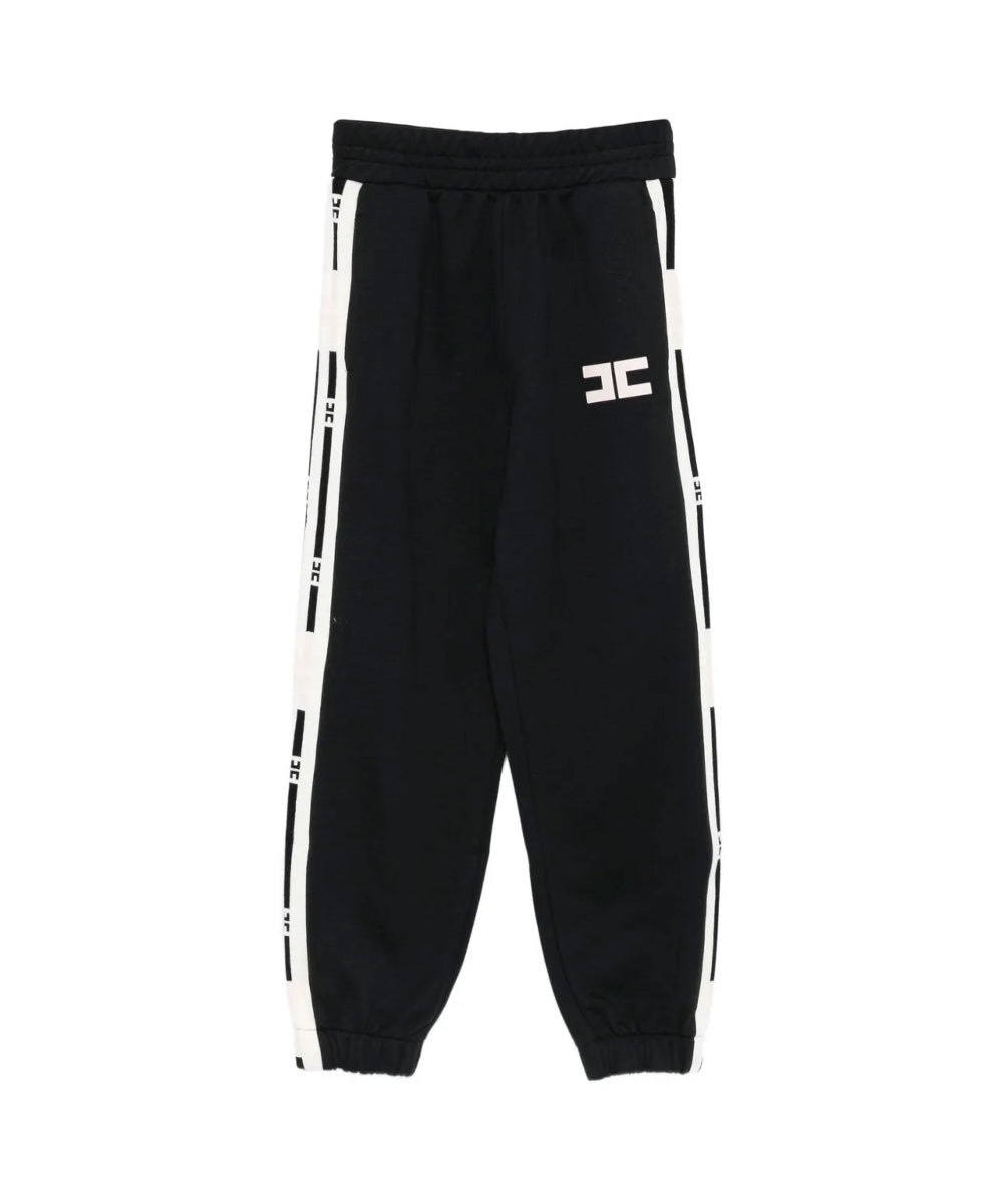 Elisabetta Franchi La Mia Bambina Pantaloni Joggers Neri con Banda Logo per Bambine