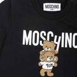 Moschino Kids Blusa Nera con Stampa Logo Teddy Bear per Neonati (dettaglio)