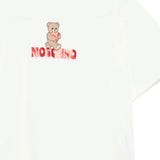 Moschino Kids Maxi T-Shirt Panna con Logo Teddy Bear per Bambine