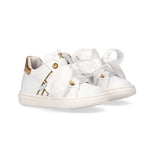 Elisabetta Franchi La Mia Bambina Sneakers Avorio/Oro con Strass per Neonate