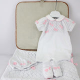 Le Coconne Corredino Bianco con Fiocchi con Pagliaccetto per Neonate