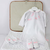 Le Coconne Corredino Bianco con Fiocchi con Tutina per Neonate