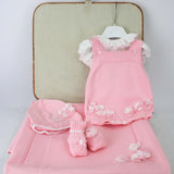 Le Coconne Corredino Rosa con Salopette per Neonate