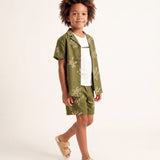 Daniele Alessandrini Kids Military Green Shorts with Embroidery for Children
