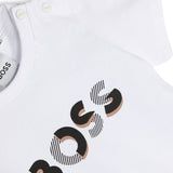 Boss Kids White Logo Print T-Shirt for Babies