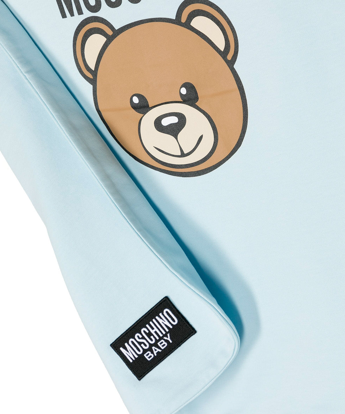 Moschino Kids Coperta Celeste con Logo Teddy Bear