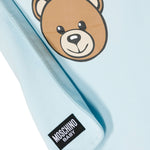Moschino Kids Coperta Celeste con Logo Teddy Bear