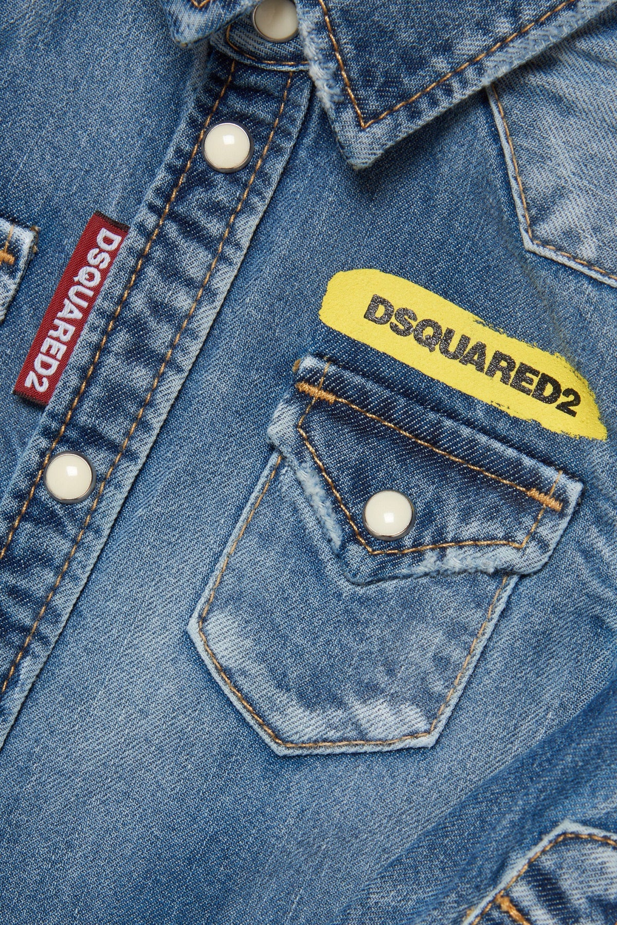 Dsquared2 Kids Camicia Di Jeans in Blu Sfumato