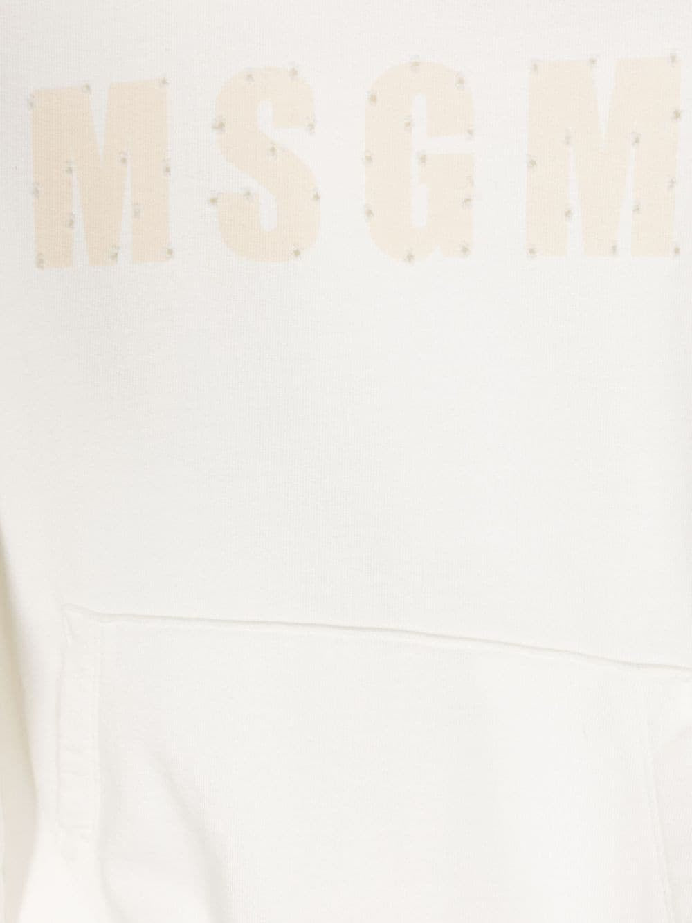 Felpa con Cappuccio MSGM Kids Bianco Crema | Effetto Vissuto | Stampa Logo Frontale | Tasca Marsupio