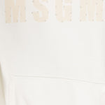 Felpa con Cappuccio MSGM Kids Bianco Crema | Effetto Vissuto | Stampa Logo Frontale | Tasca Marsupio