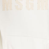 Felpa con Cappuccio MSGM Kids Bianco Crema | Effetto Vissuto | Stampa Logo Frontale | Tasca Marsupio