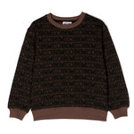 Moschino Kids Felpa Girocollo Marrone Monogram All-over