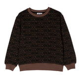 Moschino Kids Felpa Girocollo Marrone Monogram All-over