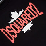 Dsquared2 Kids T-shirt Nera Cropped con Logo Grafica Leaf