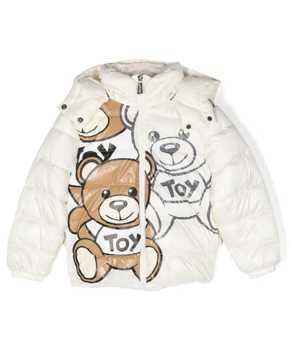 Piumino Teddy Bear Moschino Kids Bianco: Stile e Comfort per Affrontare l'Inverno con Eleganza