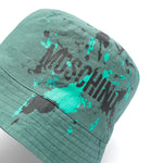 Moschino Kids Cappello Bucket Verde con Stampa Vernice