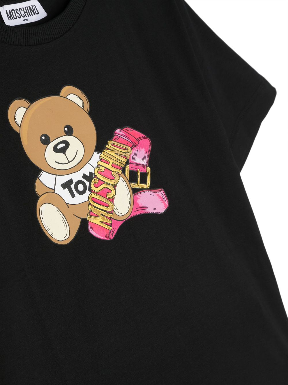 T-shirt Teddy Bear Moschino Kids: Eleganza in Nero per le Piccole Fashion Icon