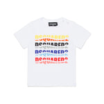Dsquared2 Kids T-Shirt Bianca con Logo Multicolor Effetto Wave per Neonati
