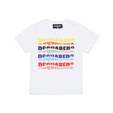 Dsquared2 Kids T-Shirt Bianca con Logo Multicolor Effetto Wave per Neonati