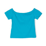 Msgm Kids Maglia Crop Turchese a Costine