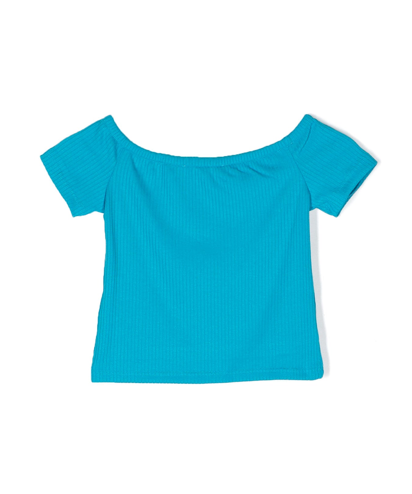 Msgm Kids Maglia Crop Turchese a Costine