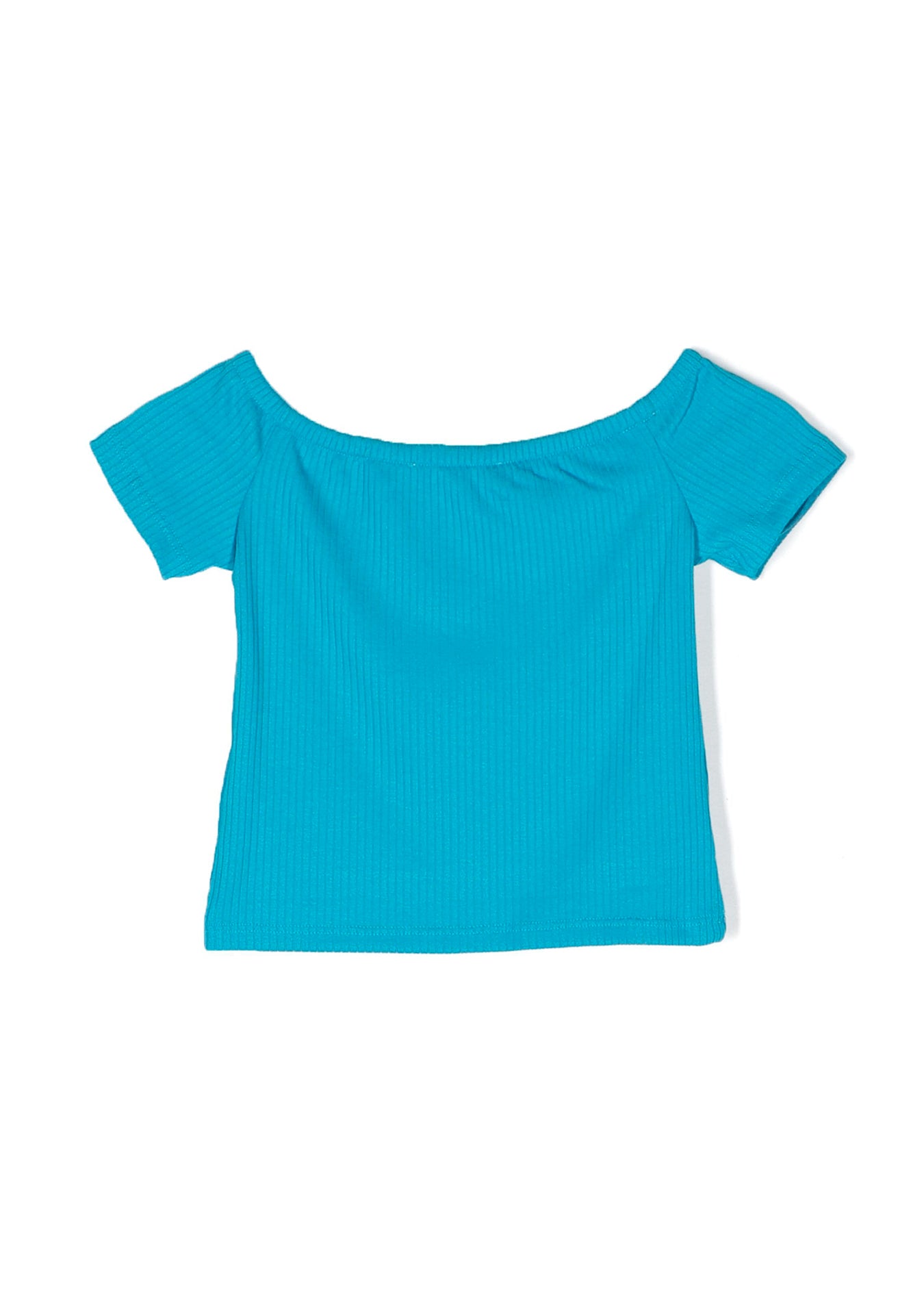 Msgm Kids Maglia Crop Turchese a Costine