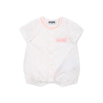 Moschino Kids Pagliaccetto Toy Quilted Bianco/Rosa con Stampa All-over