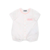 Moschino Kids Pagliaccetto Toy Quilted Bianco/Rosa con Stampa All-over