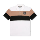 Boss Kids Polo a Righe Bianca con Stampa per Bambini