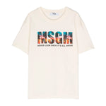 MSGM Kids T-Shirt Crema con Stampa Logo Multicolor per Bambini