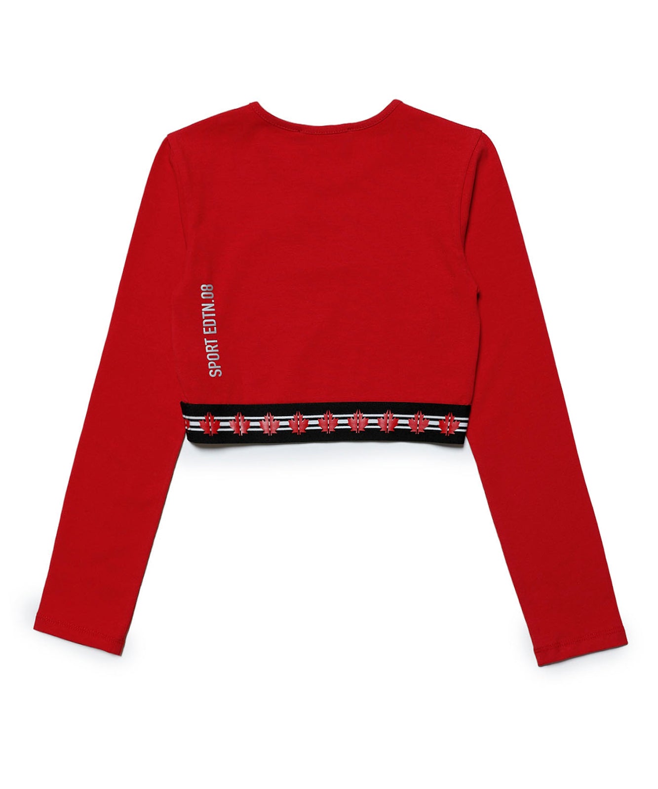 Maglietta Crop DSquared2 Kids Rossa con Logo Gommato | Maniche Lunghe