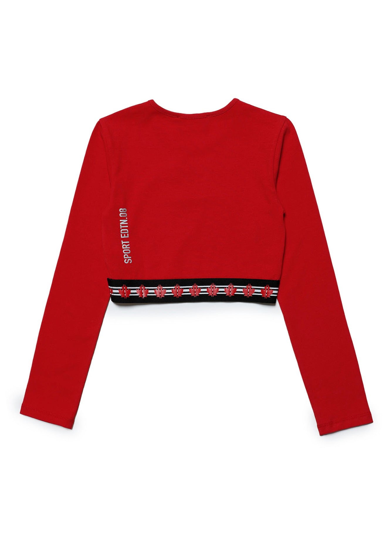 Maglietta Crop DSquared2 Kids Rossa con Logo Gommato | Maniche Lunghe