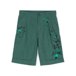 Moschino Kids Bermuda Verde con Stampa Vernice per Bambini