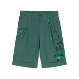 Moschino Kids Bermuda Verde con Stampa Vernice per Bambini