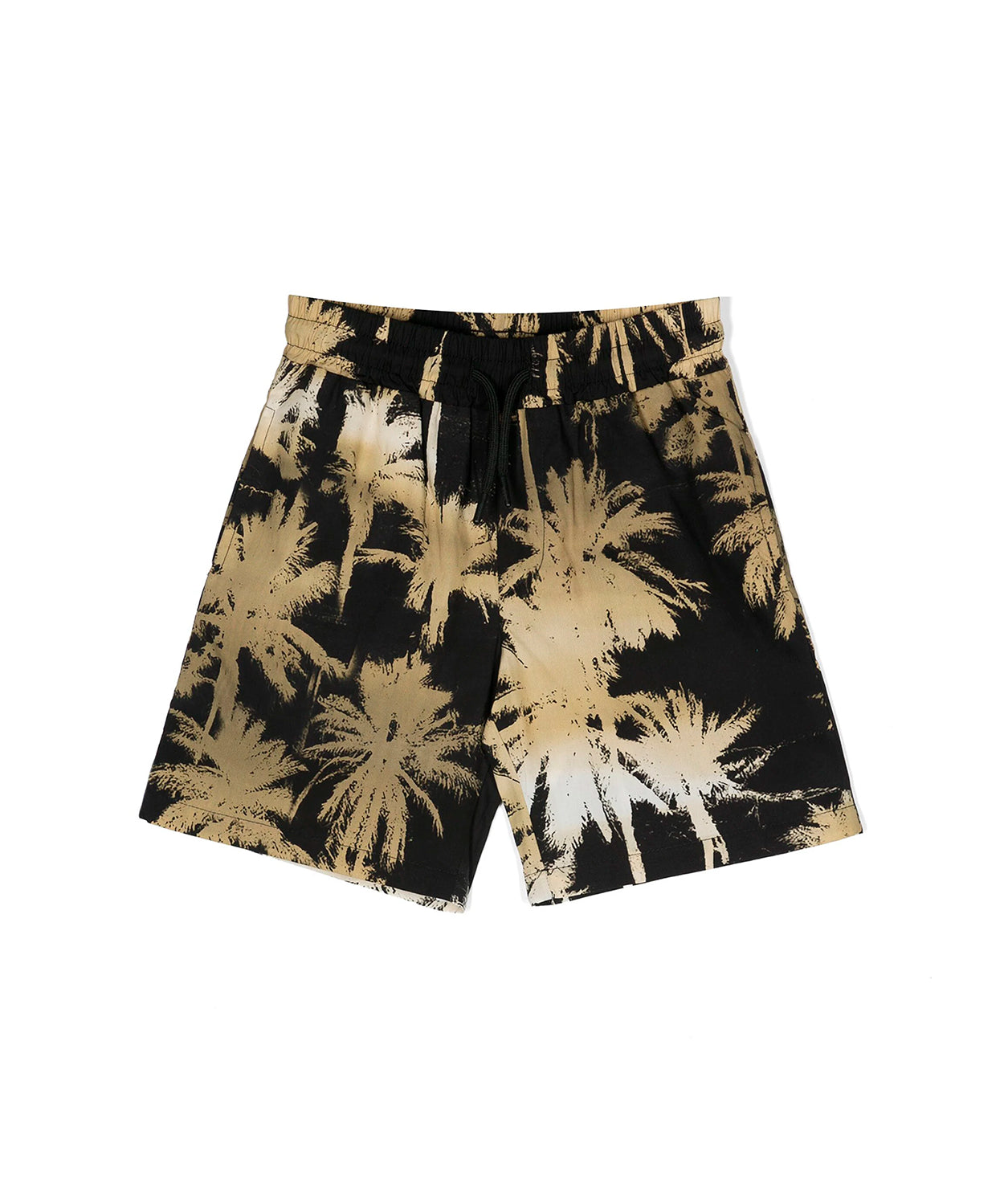 MSGM Kids Short Nero con Stampa Palme Oro per Bambini