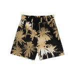 MSGM Kids Short Nero con Stampa Palme Oro per Bambini
