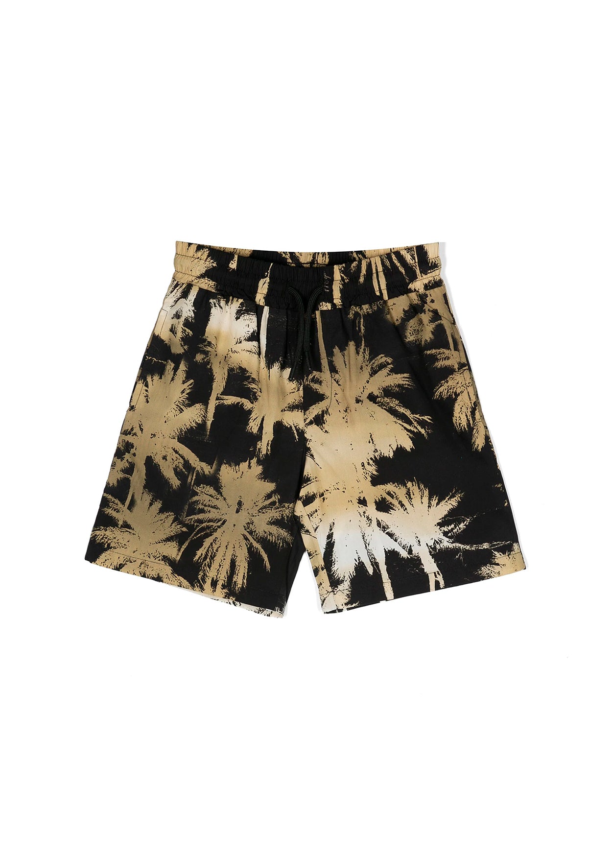 MSGM Kids Short Nero con Stampa Palme Oro per Bambini