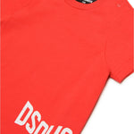 Dsquared2 Kids T-shirt Rossa con Logo Effetto Wave per Neonati