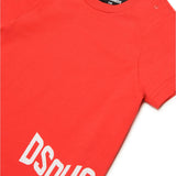 Dsquared2 Kids T-shirt Rossa con Logo Effetto Wave per Neonati
