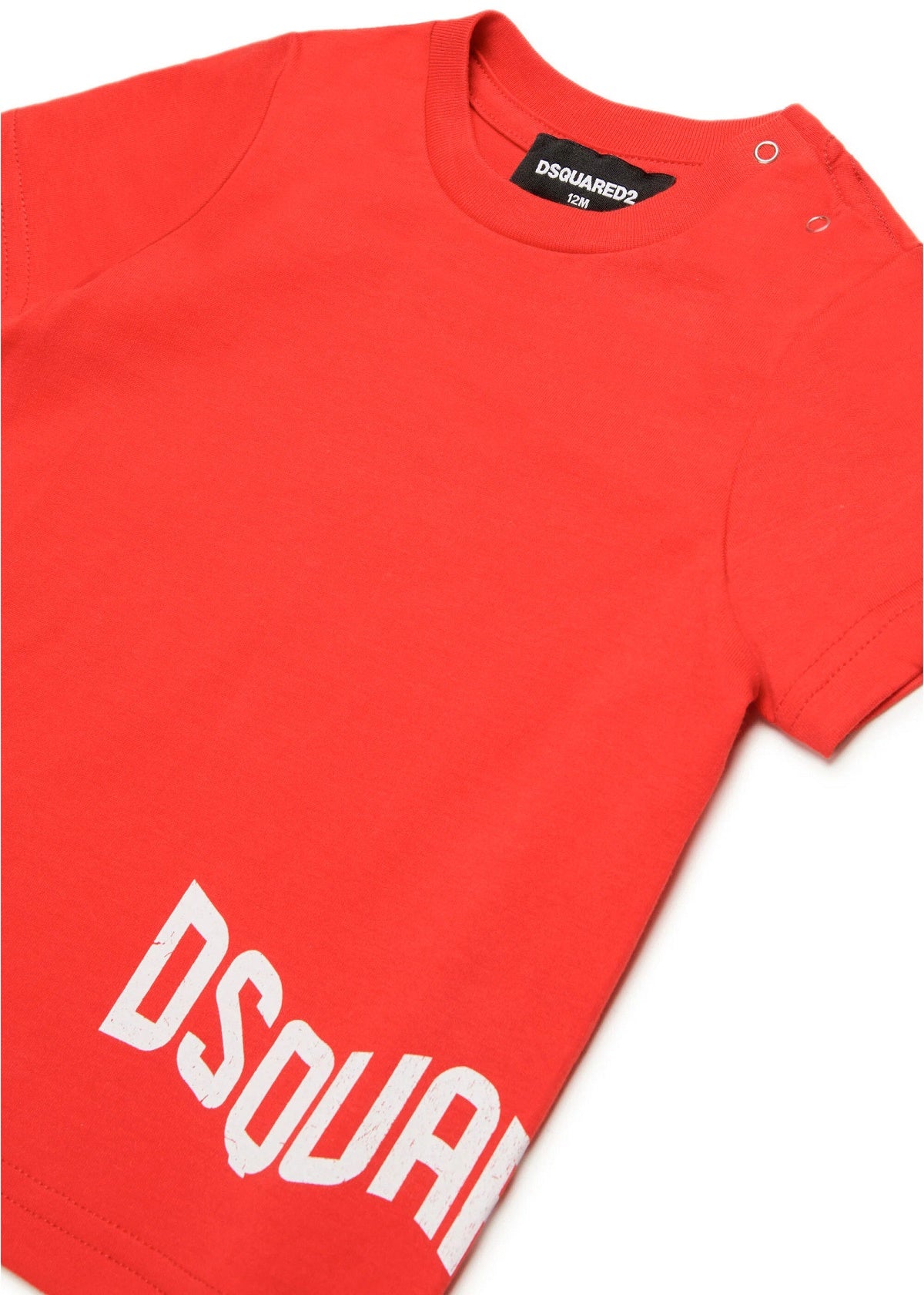 Dsquared2 Kids T-shirt Rossa con Logo Effetto Wave per Neonati