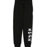 MSGM Kids Pantalone Tuta Joggers Nero con Stampa
