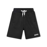 Boss Kids Short Nero con Stampa Logo per Bambini