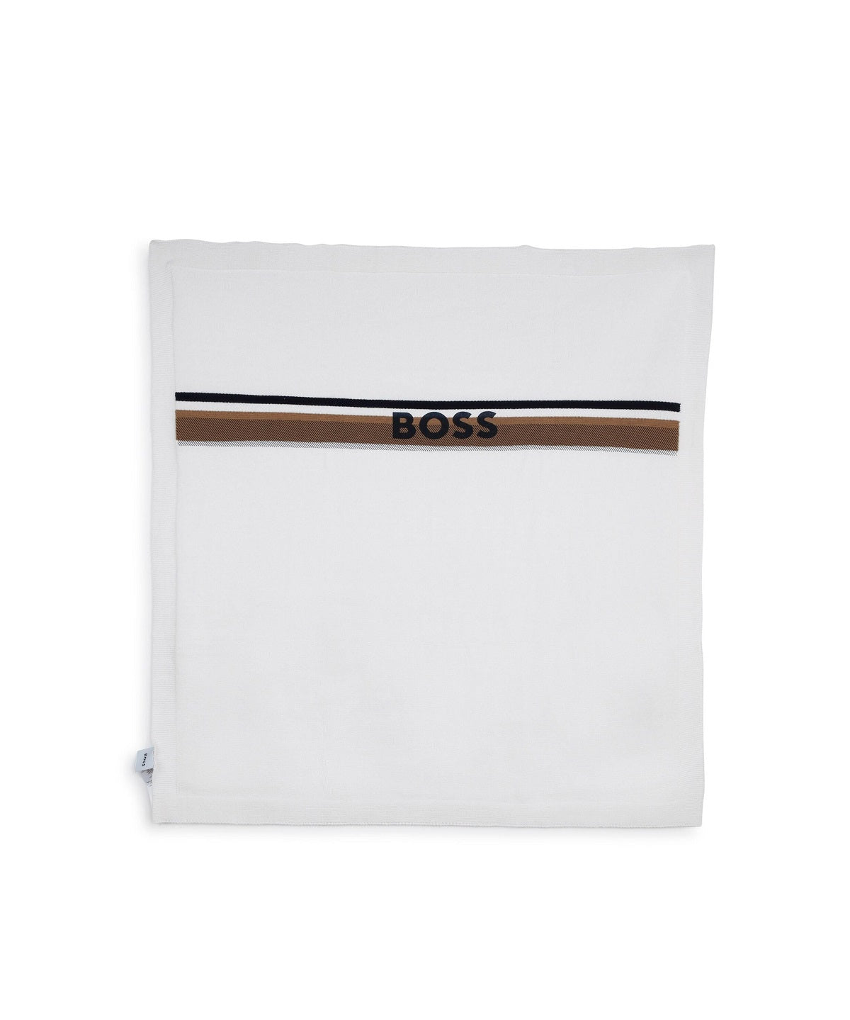 Boss Kids Coperta Bianco/Beige in maglia di Cotone con Logo